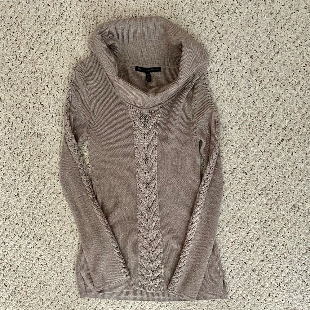 White House Black Market Taupe Cowl Neck Sweater